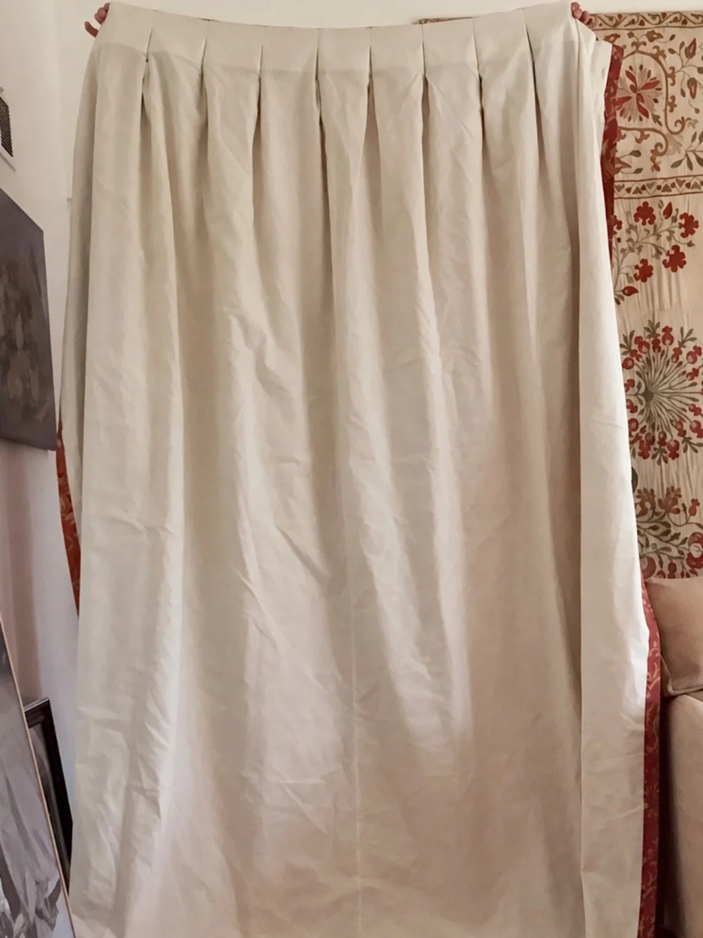 French Country Custom Pleated Drapes Floral Baroque Scroll Red 2 @ 105